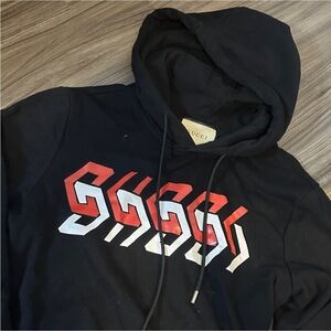 Gucci Black Hoodie with Red and White Design